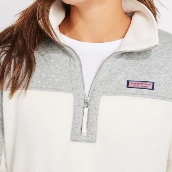 Vineyard Vines NWOT Women’s Mixed Media Sherpa 1/2 Zip Pullover Size S - Picture 3 of 12